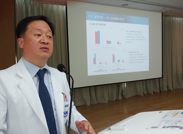권용진 서울대병원 공공의료사업단장이  4월 30일 심층진료 시범사업 평가 결과를 발표하고 있다.