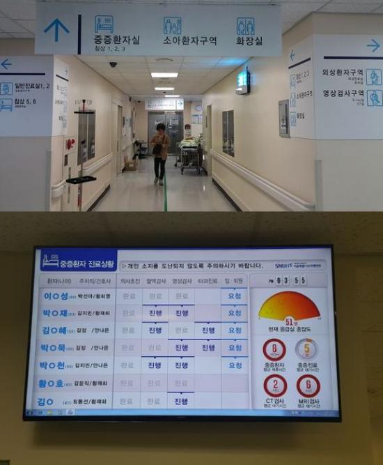 서울시보라매병원 응급의료센터에 설치된 진료현황판.