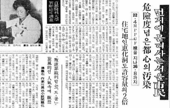 1963년 2월 12일자 경향신문 '먼지에 묻혀 사는 서울市民',  이미지 출처: 네이버 뉴스라이브러리 갈무리