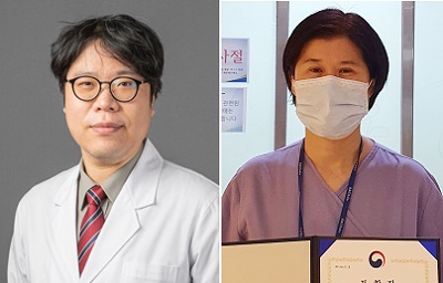사진 왼쪽부터 김대원 교수, 심성재 수간호사.