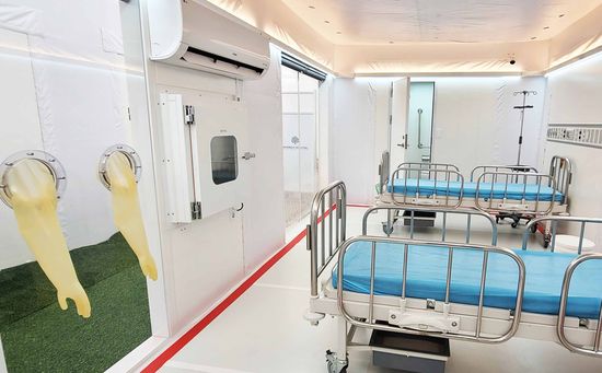 명지병원 재택치료 외래진료센터 음압병실 모습.