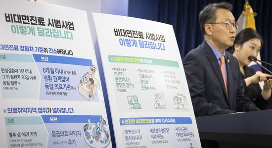 박민수 보건복지부 제2차관이 12월 1일 '비대면진료 시범사업 보완방안'을 브리핑하고 있다. 사진 출처: 보건복지부